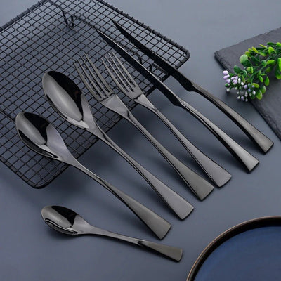 Noirsteel 24-Piece Black Stainless Steel Cutlery Set