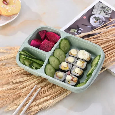 Wheat Fiber Bento Lunch Box | Microwave-Safe Leak-Proof – For School  On the Go