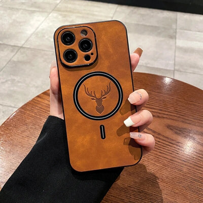 Deer Leather iPhone Case MagSafe Wireless Charging