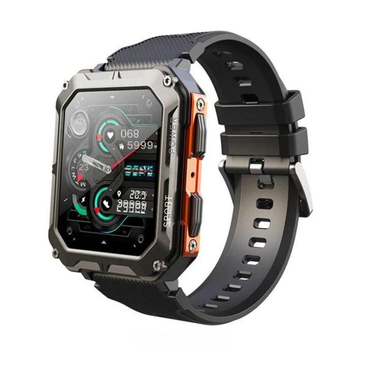 Shock-Resistant Waterproof Smartwatch with Health Tracking
