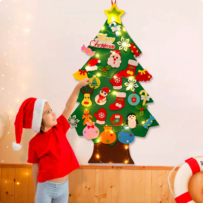 Felt Christmas Tree for Kids – Montessori Learning Toy with 32 Ornaments