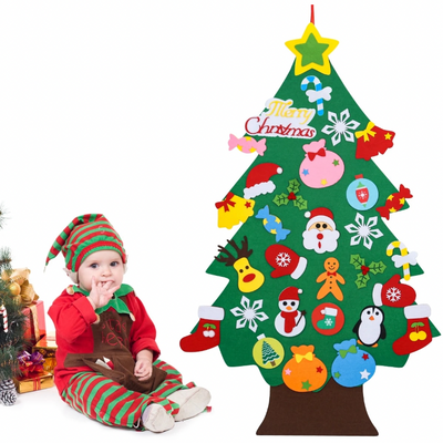 Felt Christmas Tree for Kids – Montessori Learning Toy with 32 Ornaments