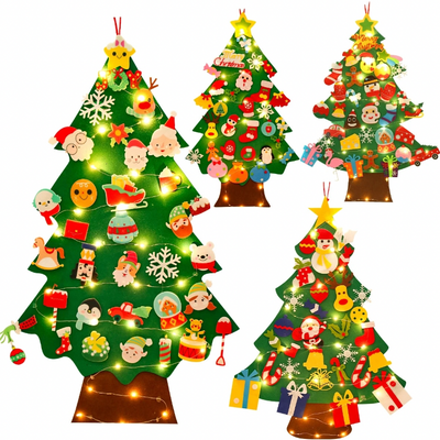 Felt Christmas Tree for Kids – Montessori Learning Toy with 32 Ornaments
