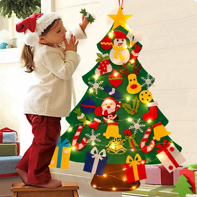 Felt Christmas Tree for Kids – Montessori Learning Toy with 32 Ornaments