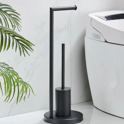 Wall Mounted Toilet Paper Holder with Integrated Brush