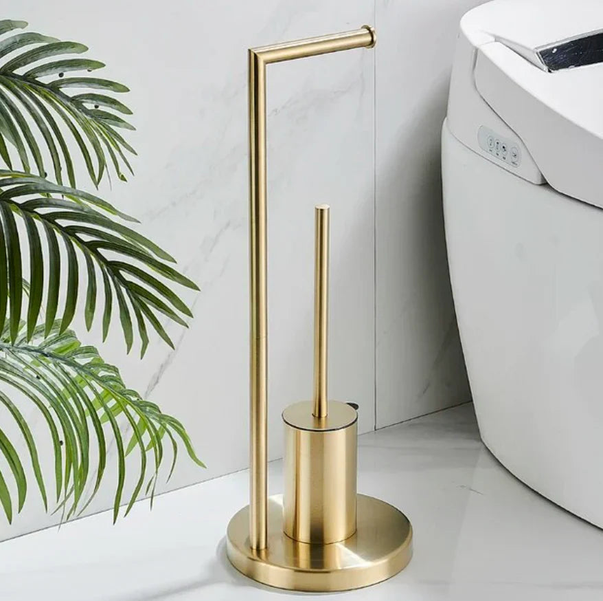 Wall Mounted Toilet Paper Holder with Integrated Brush