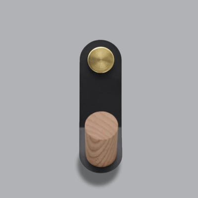 Scandinavian Pastel Wall Hook with Oak & Brass