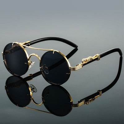 Men’s Oval Metal Retro Sunglasses with UV Protection