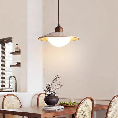 Travertine Glass Pendant Light – Beige 25cm