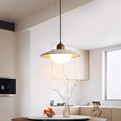 Travertine Glass Pendant Light – Beige 25cm