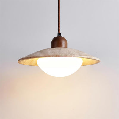 Travertine Glass Pendant Light – Beige 25cm