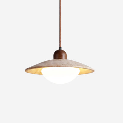 Travertine Glass Pendant Light – Beige 25cm