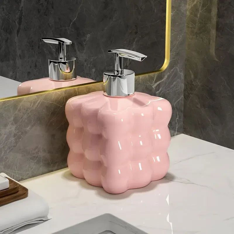 Ceramic Soap Dispenser with Bubble Design for Bathroom or Kitchen