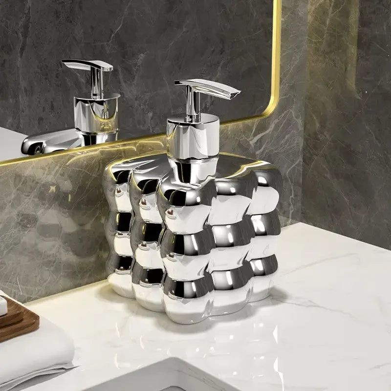 Ceramic Soap Dispenser with Bubble Design for Bathroom or Kitchen