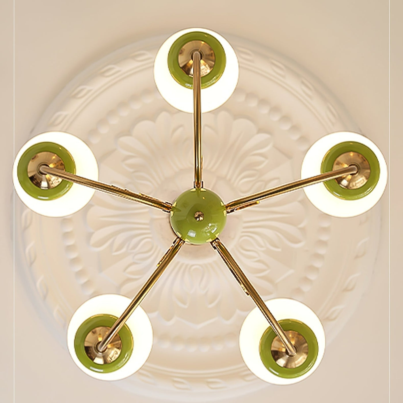 Green Glass Onyx Chandelier Light – 3/5 Heads