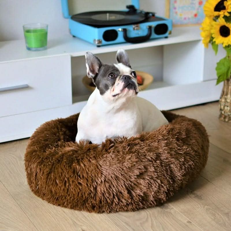 Soothing Faux Fur Dog Bed for Calm Sleep