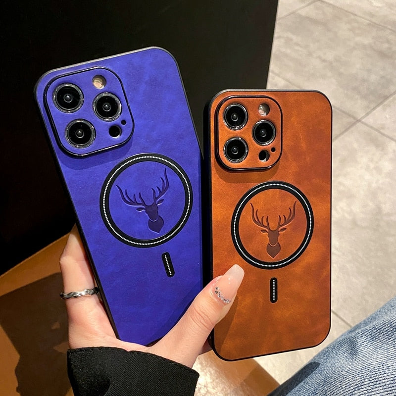 Deer Leather iPhone Case MagSafe Wireless Charging