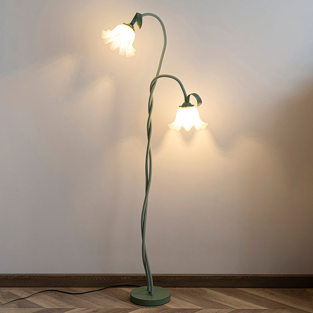 Calla Flowers LED Floor Lamp with Matte Green Finish