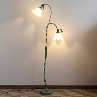 Calla Flowers LED Floor Lamp with Matte Green Finish
