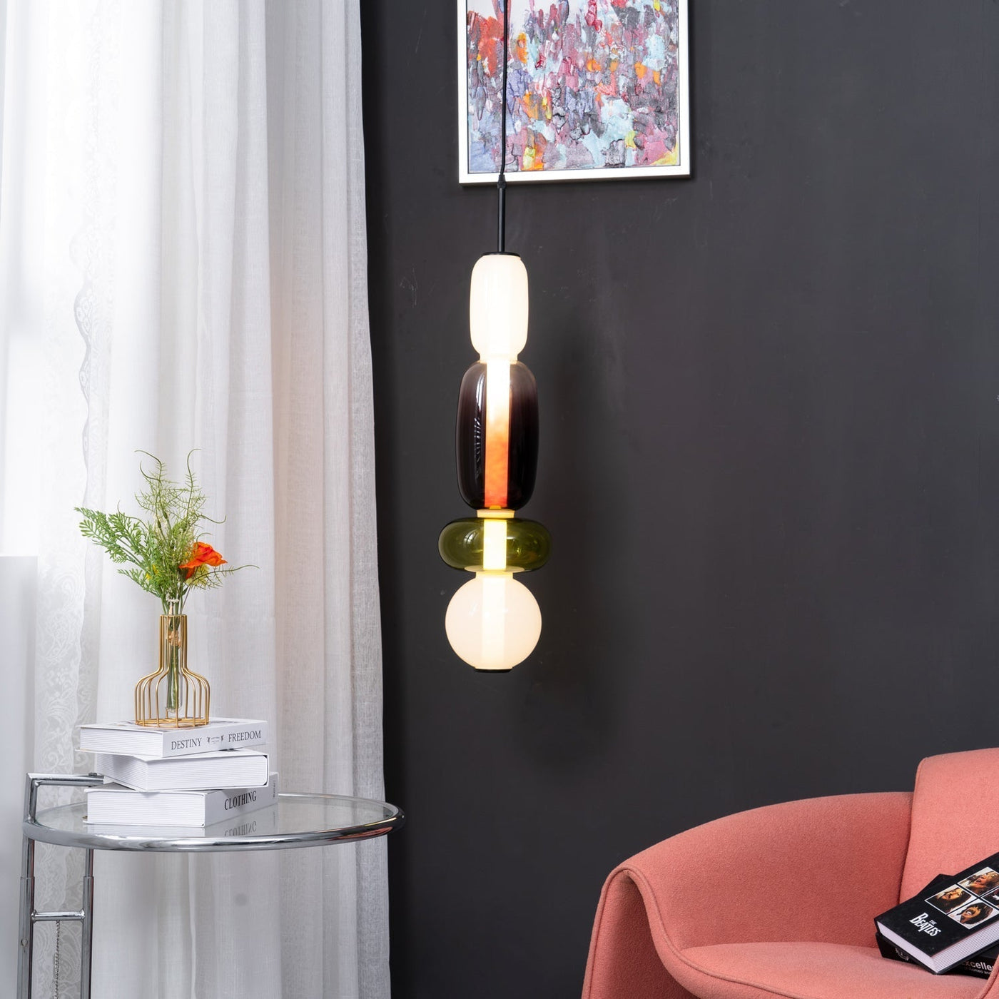 Modern Colorful Glass LED Hanging Light