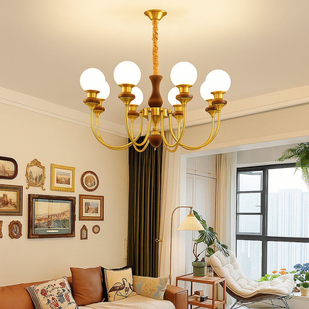 Medieval Style Metal Glass LED Chandelier