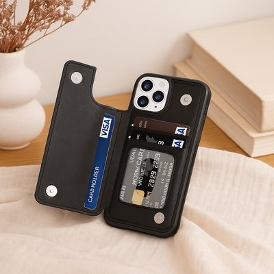 Leather Phone Case with Card Slots and Magnetic Closure Wallet