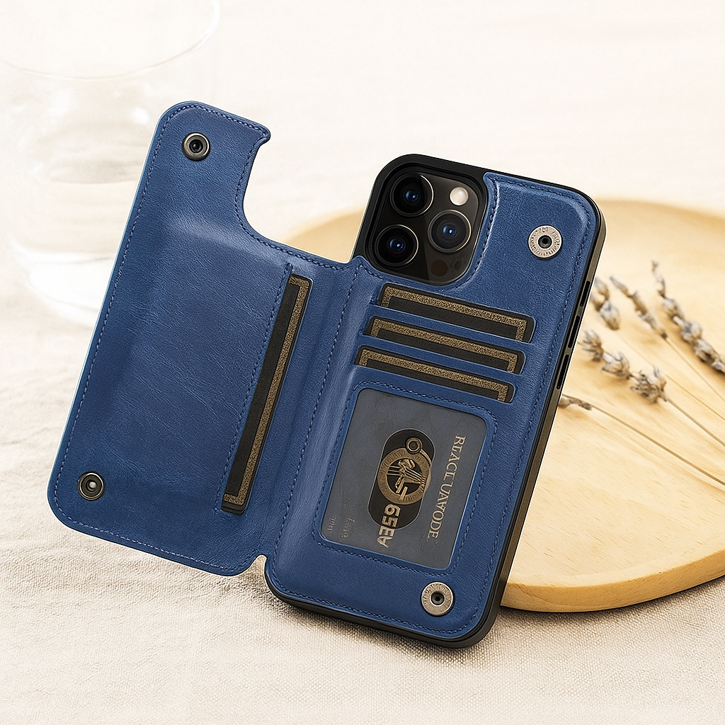 Leather Phone Case with Card Slots and Magnetic Closure Wallet