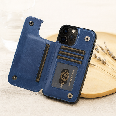 Leather Phone Case with Card Slots and Magnetic Closure Wallet