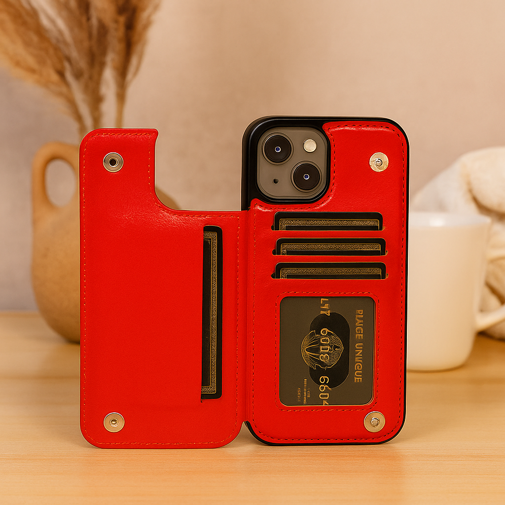Leather Phone Case with Card Slots and Magnetic Closure Wallet
