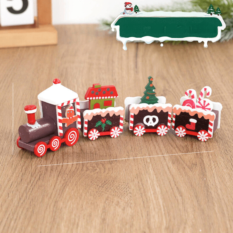 Wooden Christmas Train Decoration for Holiday Decor
