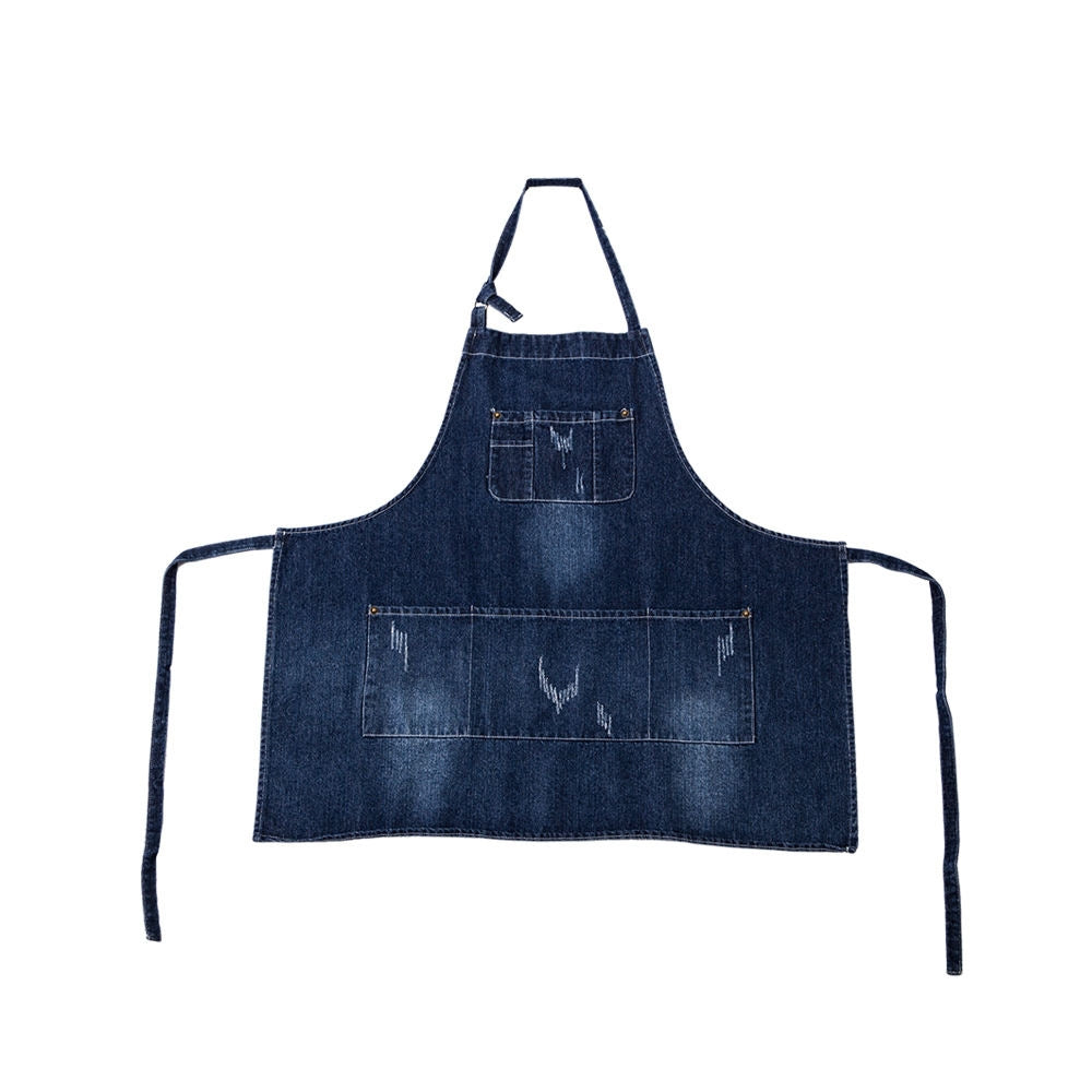 Classic Blue Denim Apron with Front Pocket for Kitchen & Gardening