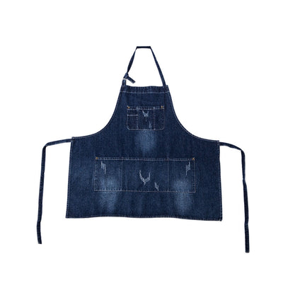 Classic Blue Denim Apron with Front Pocket for Kitchen & Gardening