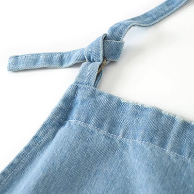 Classic Blue Denim Apron with Front Pocket for Kitchen & Gardening