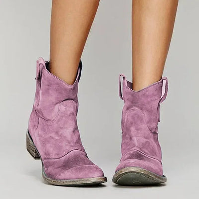 Women’s Black Leather Cowboy Boots with Western Design and Comfort