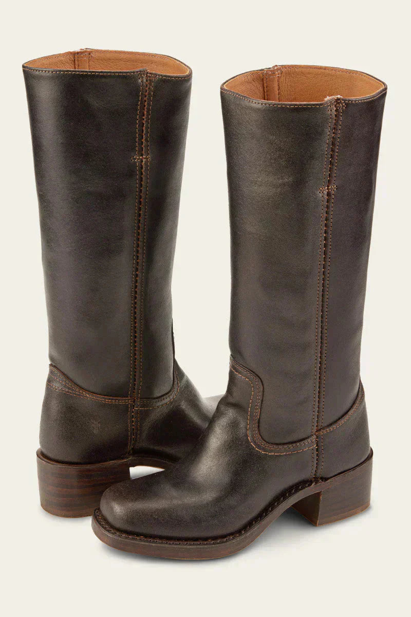 Women’s Genuine Leather Block Heel Boots with Classic Design