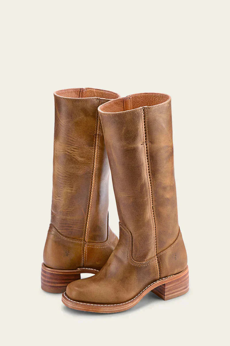 Women’s Genuine Leather Block Heel Boots with Classic Design