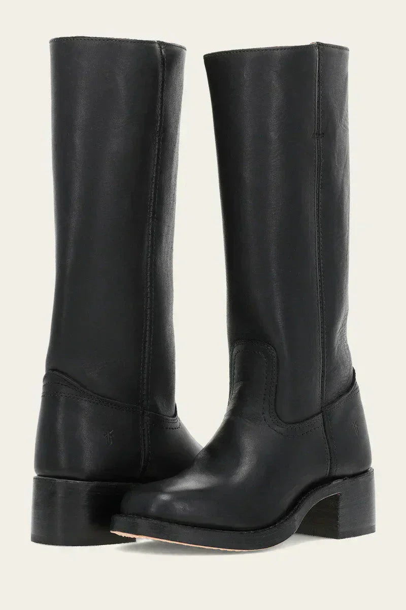 Women’s Genuine Leather Block Heel Boots with Classic Design