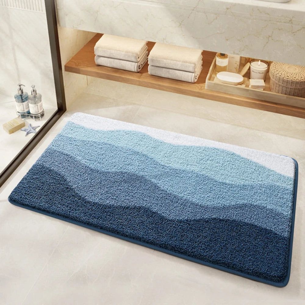Coastal Wave Non-Slip Absorbent Bathroom Mat