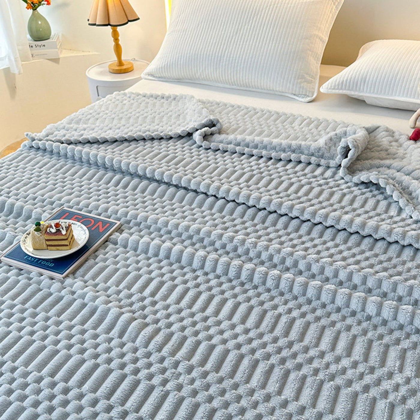 Ultra Soft Microfiber Throw Blanket with Pebble Texture Design