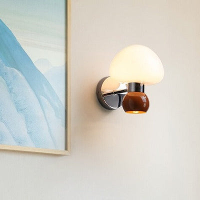 Cream Glass Mushroom Wall Sconce Light