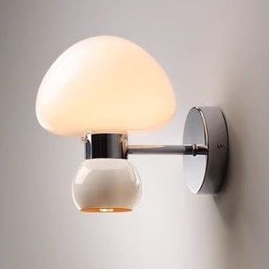 Cream Glass Mushroom Wall Sconce Light