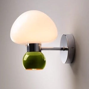 Cream Glass Mushroom Wall Sconce Light