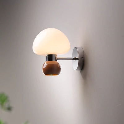 Cream Glass Mushroom Wall Sconce Light