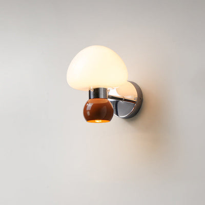 Cream Glass Mushroom Wall Sconce Light