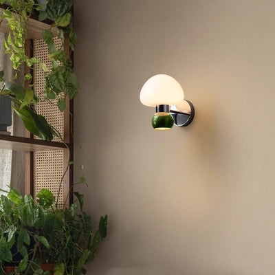 Cream Glass Mushroom Wall Sconce Light