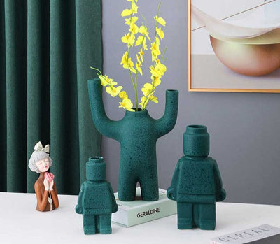 Colorful Lego-Inspired Body Vase in Resin
