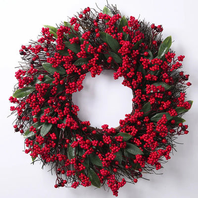 CypressBerry Red Berry Christmas Wreath for Home Decor