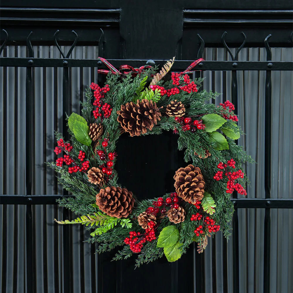 CypressBerry Red Berry Christmas Wreath for Home Decor