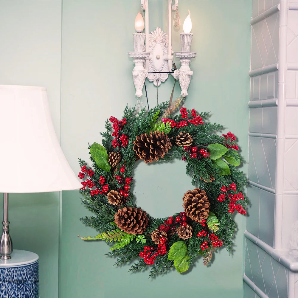Red Berry Cypress Christmas Wreath for Holiday Decor