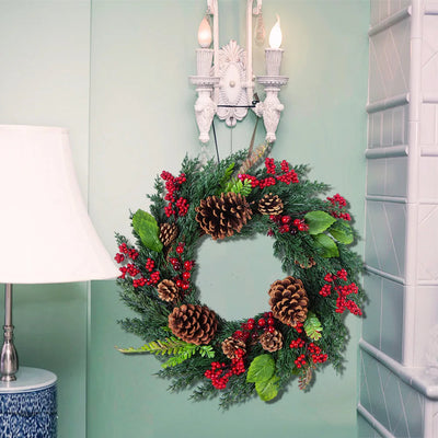 Red Berry Cypress Christmas Wreath for Holiday Decor